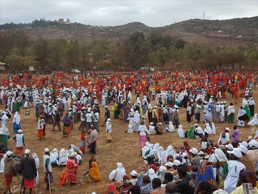 Frontier Alliance Party and Jubilee supporters after they clashed at Moi Girls field in Marsabit on Wednesday, July 26, 2017. /COURTESY