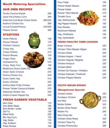 Queens Restaurant menu 