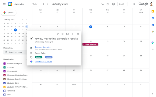 GQueues for Google Calendar