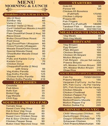Pallavaa Restaurant menu 