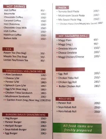 Cafe 6 menu 