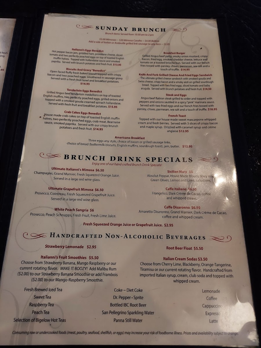 Italianni's gluten-free menu