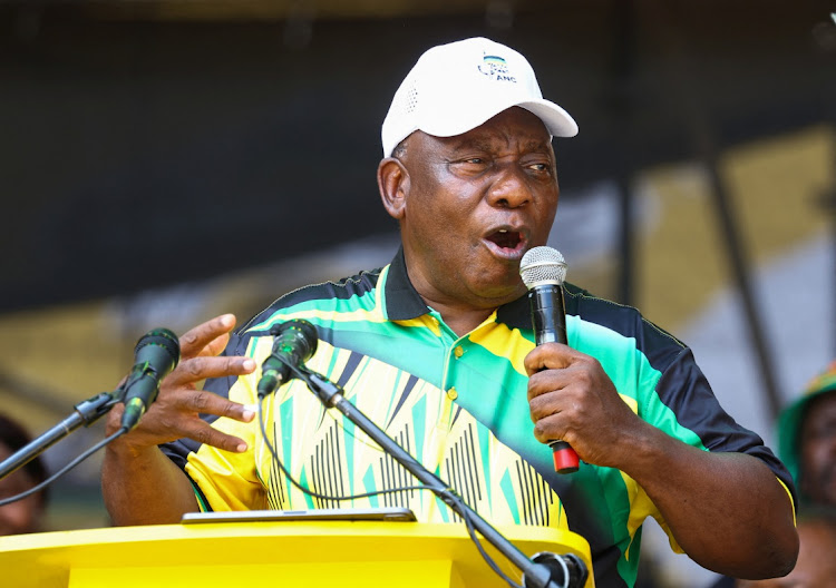 Cyril Ramaphosa speaks during the party's 112th anniversary celebrations, in Mpumalanga. Picture: SIPHIWE SIBEKO/REUTERS