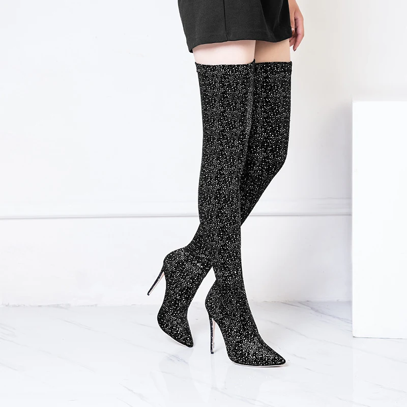 Stretch Stoffen Overknees Dames Schoenen Plus Size Stijlvolle Hoge Laarzen Boven de Knie voor een Perfecte Pasvorm