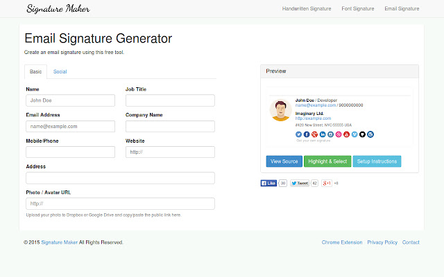 Email Signature Generator chrome extension