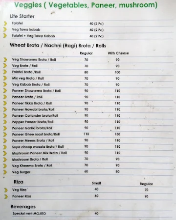 Shawarma King menu 