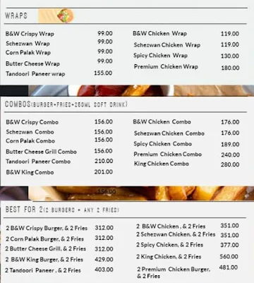 Buns & Wraps menu 