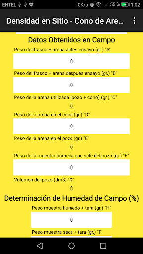 Método Cono de Arena - Densidad en Sitio Campo
