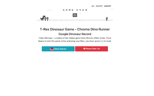 Dinosaur T-Rex Game - Chrome Dino Runner Online