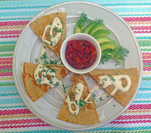 A fun breakfast to enjoy with friends and family - Crab, Egg and Pepper Breakfast Quesadillas.