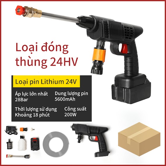 Súng Rửa Xe Pin Cầm Tay Áp Lực Cao, Máy Rửa Xe Pin Tăng Áp Mini, Máy Xịt Rửa Xe Dùng Pin, Dùng Cho Ô Tô Xe Máy Xa Đạp Tưới Cây Rửa Điều Hòa