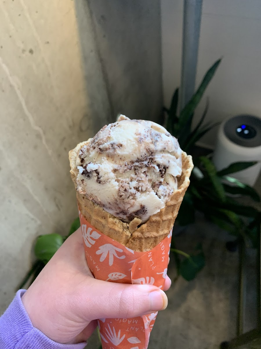 super cookies and cream in a gf waffle cone