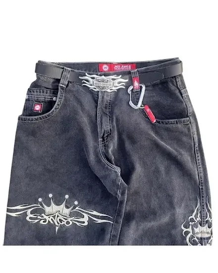 JNCO Jeans New Mens Harajuku Retro Hip Hop Skull Embroide... - 2