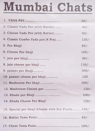 Mumbai Chat's menu 1