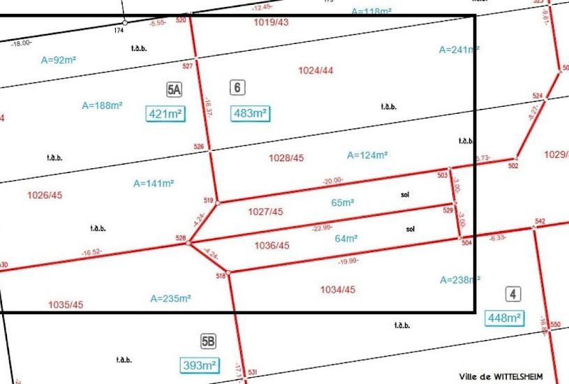  Vente Terrain à bâtir - 486m² à Wittelsheim (68310) 