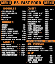 P.S Fast Food menu 1