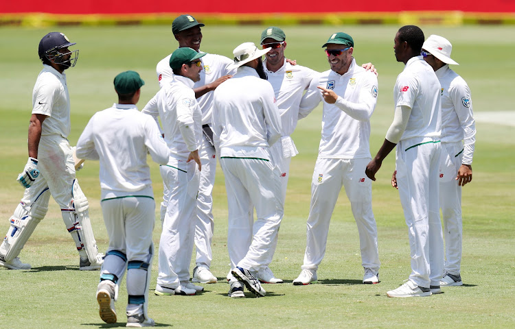 AB de Villiers of South Africa catches out and celebrates Rohit Sharma of India during the 2018 Sunfoil Test Series match between South Africa and India at SuperSport Park, Centurion South Africa on 17 January 2018. South Africa won by 135 runs to take an unassailable 2-0 lead in the three-match Test series. The third and final Test starts at the Wanderers in Johannesburg on Wednesday 24 Januray.