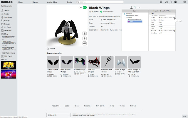 Btroblox Making Roblox Better - black wings roblox id