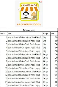 Raj Frozen Foods menu 1