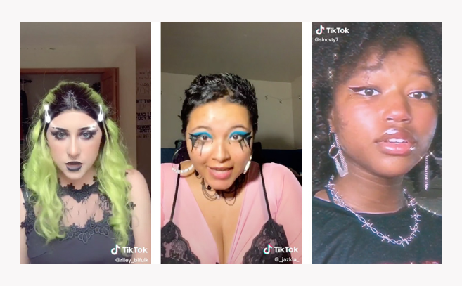 Three examples of the #AltGirl TikTok trend. Using trends can help you become TikTok famous.