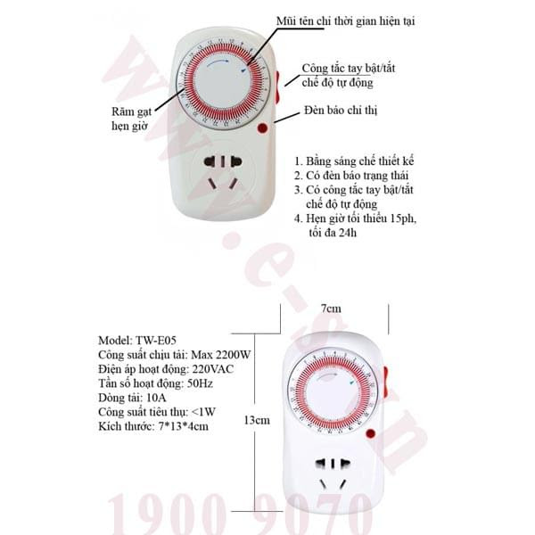 Ổ cắm hẹn giờ cơ ES-18.02