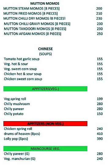 Momos Factory menu 