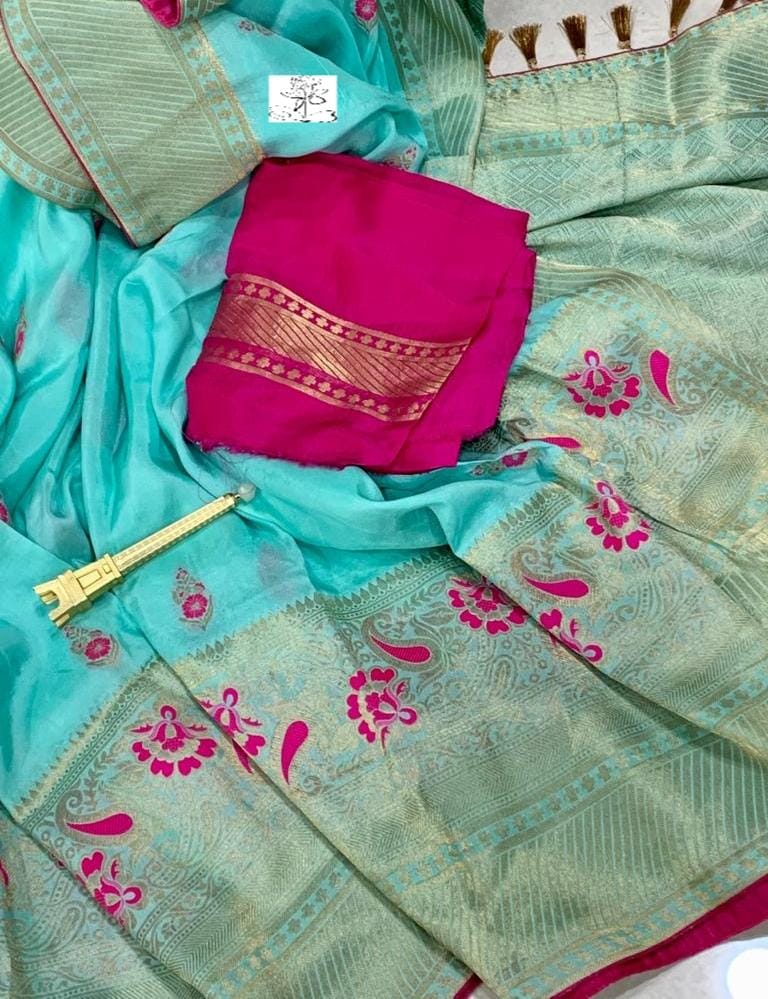 Banaras pure Moonga crep silk allover weaving motifs saree