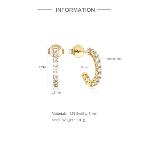 Title 1, S925 Sterling Silver Stud Earrings Fashion C-Sh...