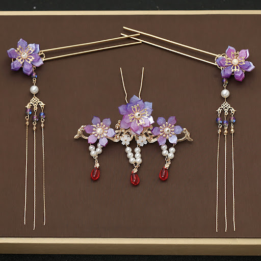 Title 5, Antique Hanfu Headdress Top Hairpin Tassel Hair...