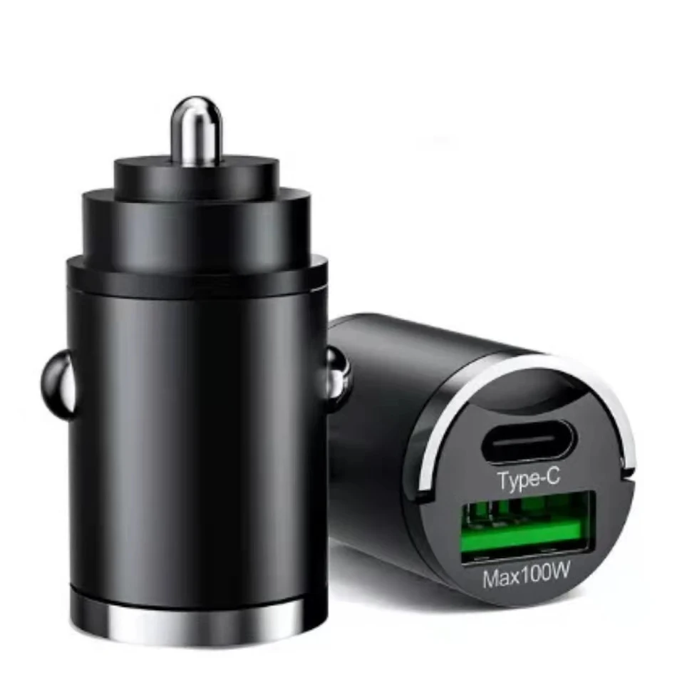 Chargeur de voiture métal à languette invisible 100W Charge ultra rapide. Rechargez vos appareils rapidement et discrètement en voiture.