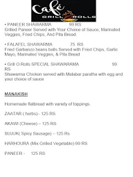 Cafe Grill O Rolls menu 2
