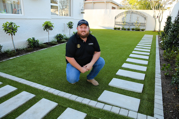 Easigrass owner Hein de Villiers at one of the artificial grass installations at a home in Mount Croix, Gqeberha