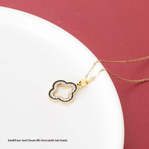 Title 6, Clover Necklace Titanium Steel for Women No Fad...