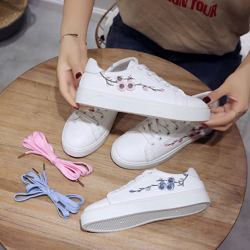 Title 2, Schoolgirl Embroidered Flat Sneakers