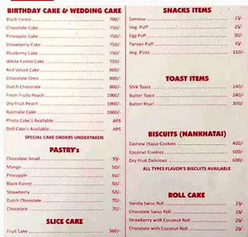 Bangalore Iyangar's Bakery menu 