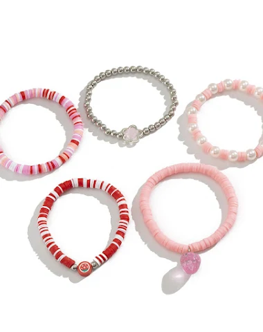 Sweet acrylic beaded bracelet suit - 1
