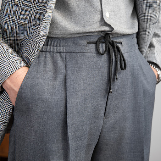 Title 5, Mens High-Texture Wool Casual Pants with Elast...