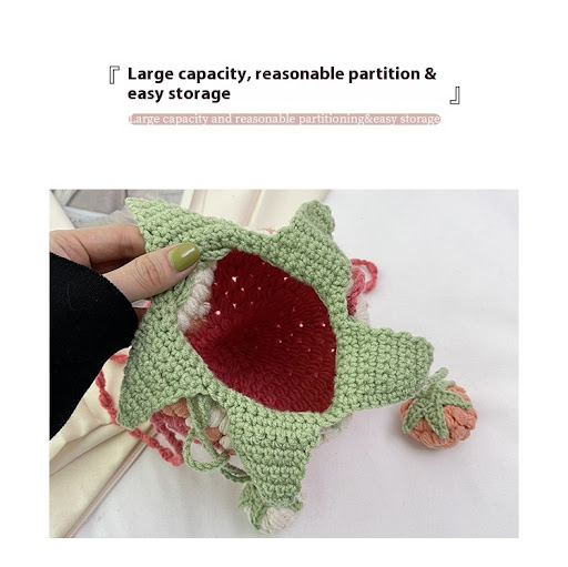 Title 9, One-Shoulder Knitted Cartoon Strawberry Bucket ...