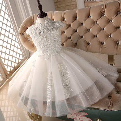 Title 3, Childrens Solid Color Lace Dress, stylish and ...