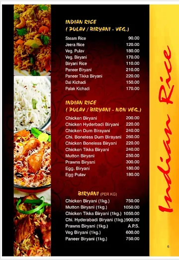 Afra Mughlai Darbar menu 
