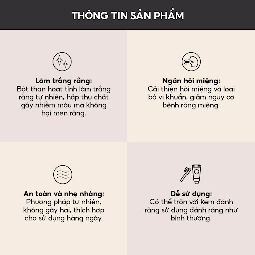 Bột than hoạt tính trắng răng Nhật Bản The Cafuné - Giúp trắng răng loại bỏ mảng bám, tẩy vết ố vàng cho răng hiệu quả 120g