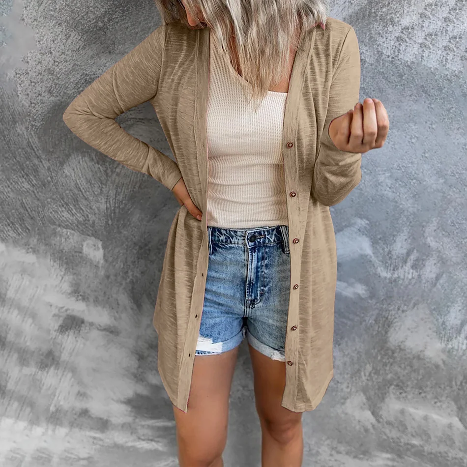 Camisa Casual Larga de Botones y Color Sólido Comodidad y Estilo para el Día a Día Ideal para un Look Versátil y Elegante Perfecta para Cualquier Ocasión