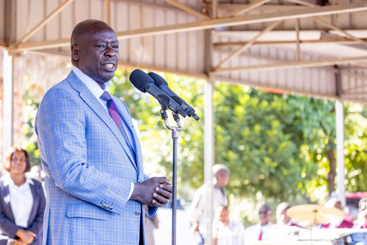 Deputy President Rigathi Gachagua addressing students of Kapsabet High School on March 17, 2024