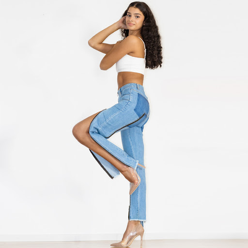 Title 6, Shascullfites Womens Split Straight Jeans, Lig...