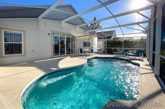 Sun-drenched private pool deck at this Highlands Reserve vacation villa