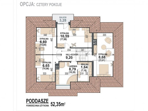 Sindbad N - Rzut poddasza - opcja 4 pokoje