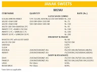 Janak Sweets menu 2