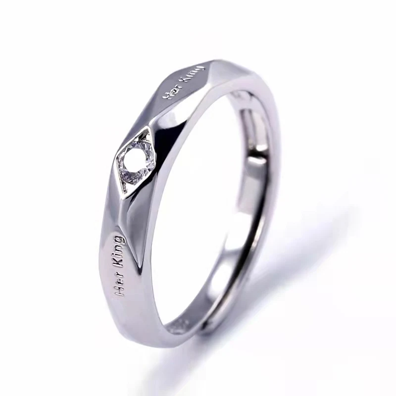 Bagues de couple bouche ouverte plaquées or blanc pour hommes et femmes, symbole d'amour éternel.