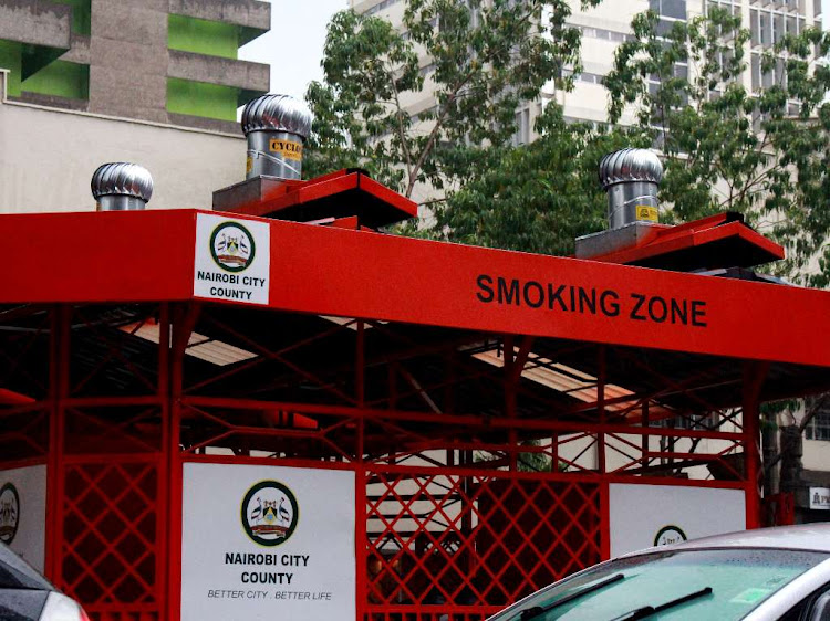 A smoking zone area next to the general post office in Nairobi.