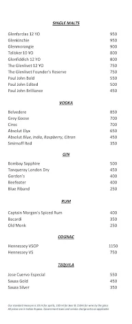 Equinox Bar - Double Tree By Hilton menu 1